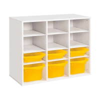 Regal mit Melaminbeschichtung mit 6 Behälter - 9 Regalbretter - Höhe: 81 cm - Länge: 105 cm