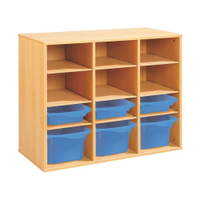 Regal mit Melaminbeschichtung mit 6 Behälter - 9 Regalbretter - Höhe: 81 cm - Länge: 105 cm – Bild 10