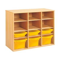 Regal mit Melaminbeschichtung mit 6 Behälter - 9 Regalbretter - Höhe: 81 cm - Länge: 105 cm – Bild 11