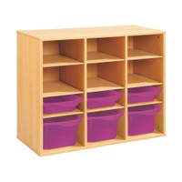 Regal mit Melaminbeschichtung mit 6 Behälter - 9 Regalbretter - Höhe: 81 cm - Länge: 105 cm – Bild 12