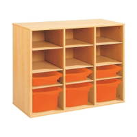 Regal mit Melaminbeschichtung mit 6 Behälter - 9 Regalbretter - Höhe: 81 cm - Länge: 105 cm – Bild 13