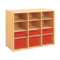 Regal mit Melaminbeschichtung mit 6 Behälter - 9 Regalbretter - Höhe: 81 cm - Länge: 105 cm – Bild 14