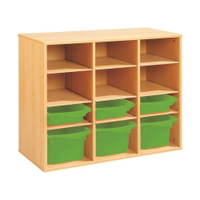 Regal mit Melaminbeschichtung mit 6 Behälter - 9 Regalbretter - Höhe: 81 cm - Länge: 105 cm – Bild 15
