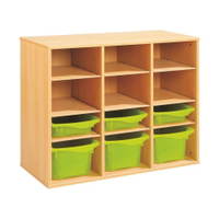 Regal mit Melaminbeschichtung mit 6 Behälter - 9 Regalbretter - Höhe: 81 cm - Länge: 105 cm – Bild 16