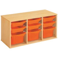 Regal mit Melaminbeschichtung mit 9 Behälter auf Schienen - Höhe: 51 cm - Länge: 105 cm – Bild 2