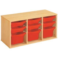 Regal mit Melaminbeschichtung mit 9 Behälter auf Schienen - Höhe: 51 cm - Länge: 105 cm – Bild 3