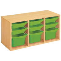 Regal mit Melaminbeschichtung mit 9 Behälter auf Schienen - Höhe: 51 cm - Länge: 105 cm – Bild 4