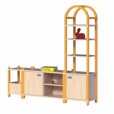 Stollen-Fertigregalsystem "Maximilian" - Turm mit Bogendach und Regal mit Türen