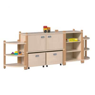 RONJA Regalsystem mit 2 hohen Rollkästen