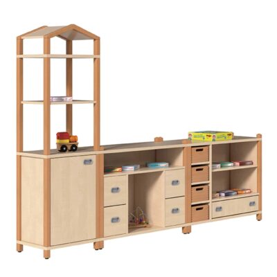 LUCY Regalsystem - Turm mit Dachaufsatz und Dekorschüben