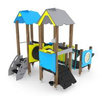 U3-Spielturm mit Rutsche, Treppe, Kriechrohr und Motorik-Elementen - WOODEN WD1503 – Bild 2