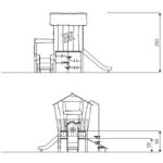 Spielturm mit 2 Rutschen, Rampe und Kletterstange CROOC 0305 - 0305front
