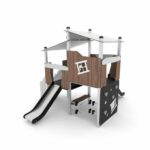 Spielturm mit 2 Rutschen, Treppe, Kletter- und Motorik-Elementen CROOC 0306 - 0306c91s