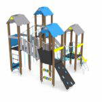 Spielturmanlage mit 4 Türmen und 2 Rutschen – WOODEN WD1412 - 04c4 wd14122s