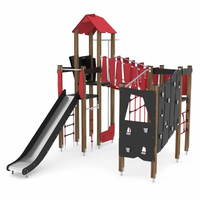 Spielturmanlage mit Rutsche, Kletterwand und Brücke WOODEN WD1410 – Bild 4