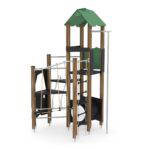Spielturm mit Kriechrohr, Klettertreppe und Rutschstange WOODEN WD1449 - 07e3 wd1449c11s
