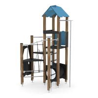 Spielturm mit Kriechrohr, Klettertreppe und Rutschstange WOODEN WD1449 – Bild 5