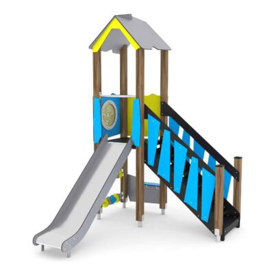 U3-Spielturm mit Rutsche und Treppe WOODEN WD1502