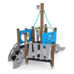 U3-Spielturm Piraten mit Rutsche und Treppe WOODEN WD1433 - 190d wd14332s