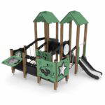 U3-Spielturm mit Rutsche, Treppe, Kriechrohr und Motorik-Elementen – WOODEN WD1503 - 248b wd1503c11s