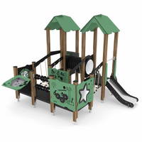U3-Spielturm mit Rutsche, Treppe, Kriechrohr und Motorik-Elementen - WOODEN WD1503 – Bild 3