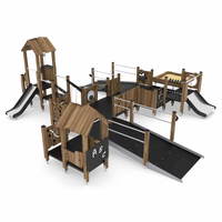 Große Behindertengeeignete Spielanlage mit 2 Rutschen, 2 Spieltürmen und Sandkasten WOODEN WD1506 – Bild 6