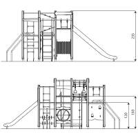 Spielturm mit Kletteranlage, 2 Rutschen und Kriechrohr WOODEN WD1450 – Bild 7