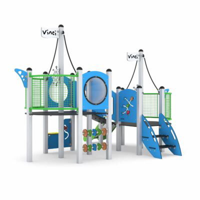 U3-Spielanlage mit 2 Türmen, Rutsche, Brücke und Treppe MINISWEET 0113