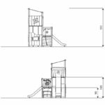 Spielturm mit 2 Rutschen und Kletterelementen CROOC 0303 - 48e8 0303front