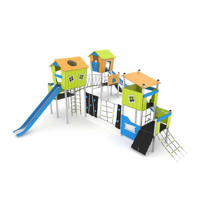 Spielanlage mit 6 Spieltürmen, 3 Rutschen und Kletterelementen CROOC 0302S1