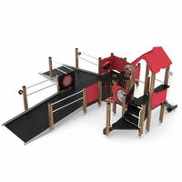 Behindertengeeignete Spielanlage mit 2 Rampen, Kriechrohr und Rutsche WOODEN WD1505 – Bild 4