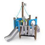 U3-Spielturm Piraten mit Rutsche und Treppe WOODEN WD1433 - 5f4e wd14331s