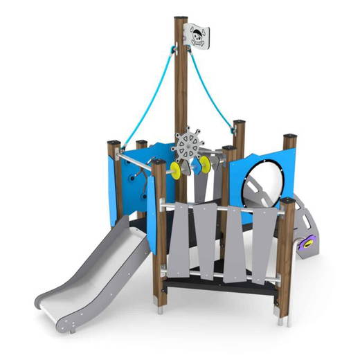 5f4e-wd14331s U3-Spielturm Piraten mit Rutsche und Treppe WOODEN WD1433 - 5f4e wd14331s