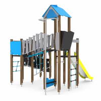 Spielturmanlage mit Rutsche, Kletterwand und Brücke WOODEN WD1410 – Bild 2