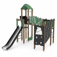 Spielturmanlage mit Rutsche, Kletterwand und Brücke WOODEN WD1410 – Bild 3