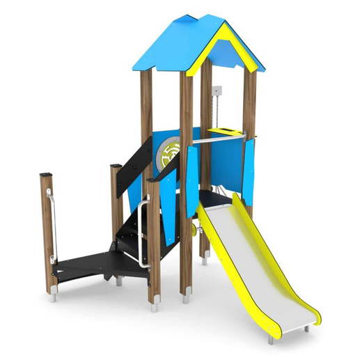 667c-wd15011s U3-Spielturm mit Rutsche, Podest und Sandaufzug WOODEN WD1501 - 667c wd15011s