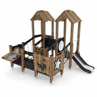 U3-Spielturm mit Rutsche, Treppe, Kriechrohr und Motorik-Elementen - WOODEN WD1503 – Bild 6