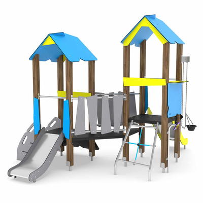 U3-Spieltürme mit Rutsche und Sandaufzug – WOODEN WD1436