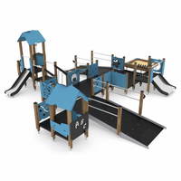 Große Behindertengeeignete Spielanlage mit 2 Rutschen, 2 Spieltürmen und Sandkasten WOODEN WD1506 – Bild 5