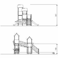 Spieltürme mit 2 Rutschen, Treppe, Brücke und Motorik-Elementen WOODEN WD1504 – Bild 8