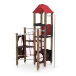Spielturm mit Kriechrohr, Klettertreppe und Rutschstange WOODEN WD1449 - 78ec wd1449c21s