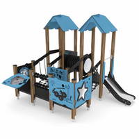 U3-Spielturm mit Rutsche, Treppe, Kriechrohr und Motorik-Elementen - WOODEN WD1503 – Bild 5