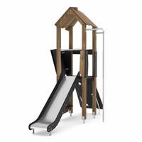 Spielturm mit Rutsche, Kletterwand und Stange WOODEN WD1404 – Bild 6