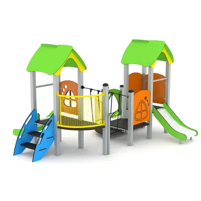 U3-Spielanlage mit 2 Türmen, Rutsche, Brücke und Treppe MINISWEET 0109-1