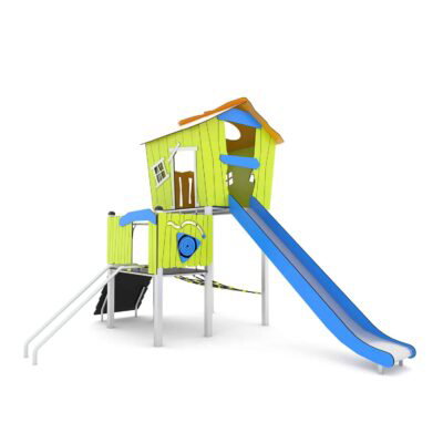 Spielturm mit Rutsche und Kletterelementen CROOC 0300S1