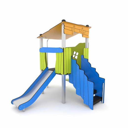 94d1-03041s Spielturm mit Rutsche, Treppe und Kletterstange CROOC 0304 - 94d1 03041s