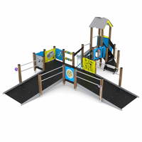 Behindertengeeignete Spielanlage mit 2 Rampen, Kriechrohr und Rutsche WOODEN WD1505 – Bild 2