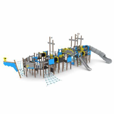 Spielanlage Piratenschiff mit Röhrenrutsche WOODEN WD1418-1