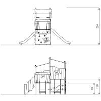 Spielturm mit 2 Rutschen, Treppe, Kletter- und Motorik-Elementen CROOC 0306 – Bild 5