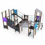 Spielturmanlage mit 6 Türmen und Kletteranlage WOODEN WD1413 - 9a50 wd14131s